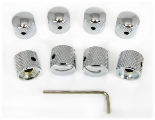 8-pack Potentiometer Knobs: Dome-Top Knurled Chrome with Set Screw