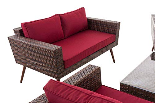 CLP Polyrattan Loungeset Kiruna I Braun-meliert I Gartenlounge Flachrattan I Sofa & 2X Sessel & Glastisch I 1,25mm… – Bild 6
