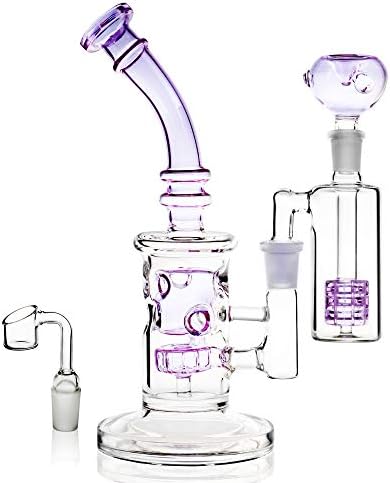 REANICE Recycler Glass Bong Water Pipes 14.5mm 22.5cm Smoking Purple Filter Bongs