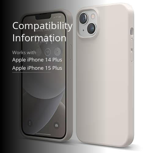 elago Compatible with iPhone 14 Plus Case, Liquid Silicone Case, Full Body Protective Cover, Shockproof, Slim Design, Anti-Scratch Soft Microfiber Lining, 6.7 inch (Stone)