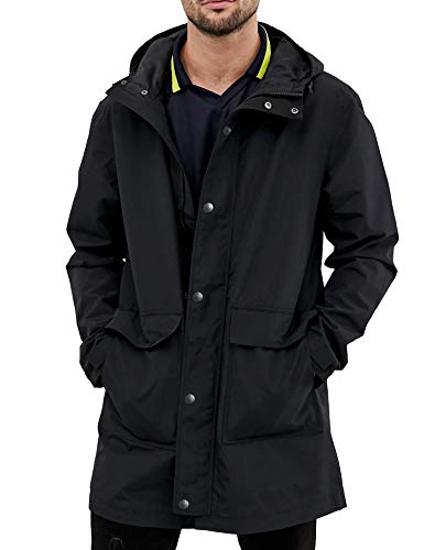 URRU Men's Waterproof Raincoat Hooded Windbreaker Lightweight Long Rain Jacket Active Outdoor Trench Coat S-XXL