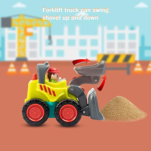 SAOCOOL Toy Cars for Toddlers, 6 PCS Set Pocket Construction Vehicles Trucks Toy Push Pull Toy Car for 1-3 Years Old Boys and Girls