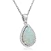 Amanda Rose Collection Pear Shape Lab Created Opal and White Sapphire Pendant Necklace for Women in Sterling Silver