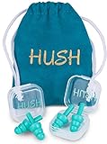 Hush Reusable Ear Plugs - (2 Pair) Noise Reduction Earplugs for Sleeping - NRR 32 - Comfortable Hearing Protection for Shooting, Travel, Swimming, Work, Snoring, Musicians & Concerts