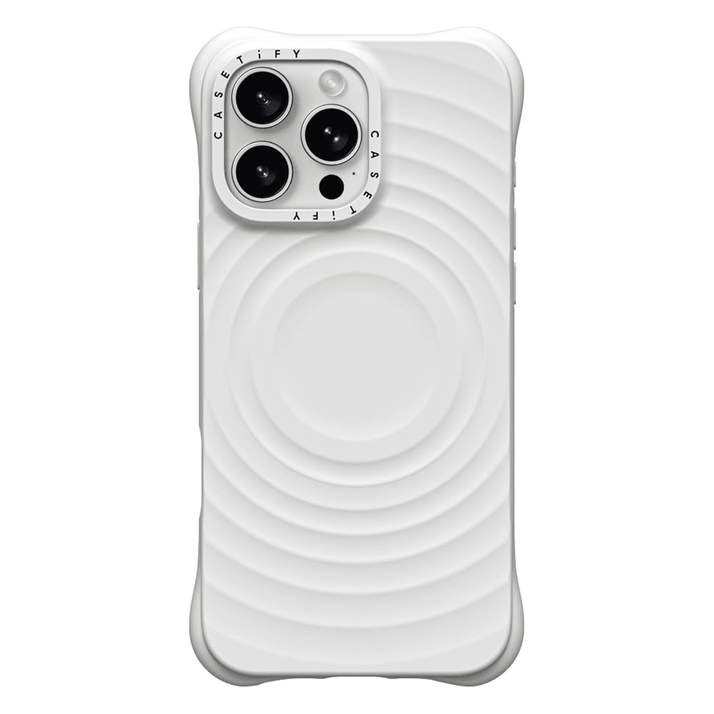 Photo 1 of CASETiFY Ripple Case for iPhone 16 Pro Max [Silicone / 6.6 ft. 2X Military Grade Drop Protection/Compatible with Magsafe] - White