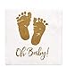100 Baby Shower Napkins Oh Baby Beverage Napkins 3-Ply Gold Feet White Paper Cocktail Napkins for Boy and Girl Baby Shower by Gift Boutique primary