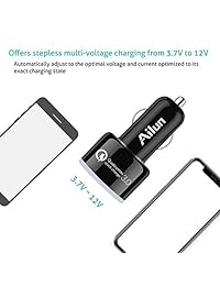 Rápido Cargador De Coche, carga rápida 3.0 adaptador, con 1.1 yard tipo C Cable, doble puerto USB, 35 W, para dispositivo móvil, iPhone 7, 7 Plus, 6, 6S, 6S Plus, 5S, Galaxy S9 S9 +, S8 S8 + S7, S6 [Negro]