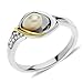 Amazon Collection Sterling Silver and 14k Yellow Gold Freshwater Cultured Pearl and Diamond Calla Lilly Ring, Size 7