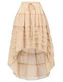 Belle Poque Women Steampunk Pirate Skirt Victorian Layered Skirt Elastic Waist BP227-2 Size L Champagne