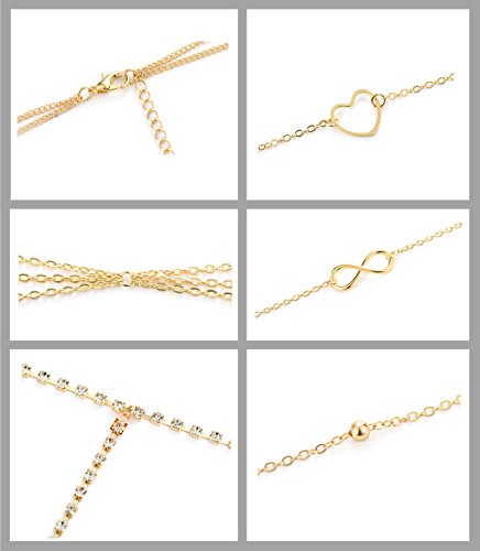 Tornito 8Pcs Sexy Belly Waist Chain Bikini Body Chain Summer Beach Body Jewelry Set for Women Girls Gold Tone