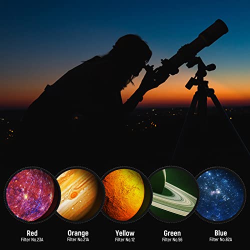NEEWER 1.25' Telescope Eyepiece Filter Set (10 Pack), Including Planetary, Variable, UHC, Lunar & Starglow Filters for Moon Observation
