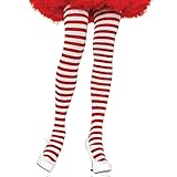 Leg Avenue Women's Plus-Size Plus Sriped Tights, White/Red, 3X-4X