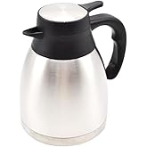 Stainless Steel Thermal Coffee Carafe 1.0 Liter 35 oz, Double Wall Vacuum Insulated Hand Press Dispenser for Tea Water Coffee Beverage with 12 Hours Retention