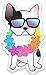 Stickeroonie Vinyl Sticker French Bulldog Vinyl Decals Frenchie Dog Lei Hawaiian Laptop Stickers, Skateboard Stickers, Hydroflask Stickers, Car Stickers, Phone Stickers 4 x 3