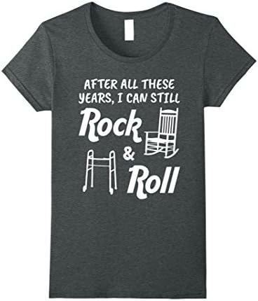 Womens Funny Rock &amp; Roll T-Shirt-40, 50, 60 Year Old Birthday Gift XL Dark Heather