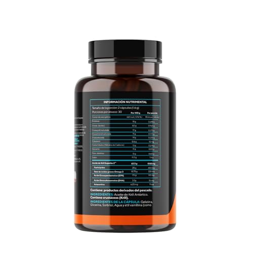 DUMO Aceite de Krill Antártico | Suplemento de Omega-3 de Krill Antártico | 60 Cápsulas 1000 mg de (EPA y DHA) con Fosfolípidos y Astaxantina | Fórmula Premium | Alta Pureza | 2 Meses de Uso