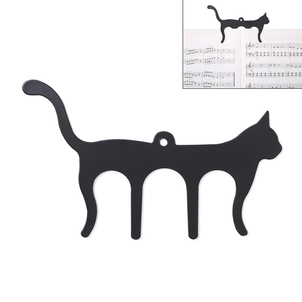 MuzcYM Black Cats Shaped Metal Sheet Music Clip Page Holder Cute Cat Shaped Music Bookmark Page Holder for Sheet Music Stands, Musicians Music Stands Cookbook Reading