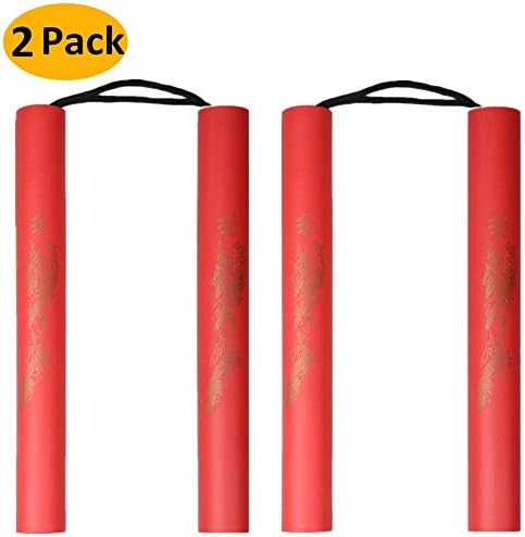 2 Pack Martial Arts Foam Padded Practice Training Cord Nunchaku for Beginners, Best Toy Gift for Kids (10.83inch/27.5cm)