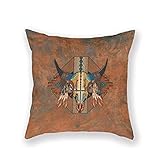 Hihigh Custom Throw Pillow Cover Cotton Pillowcase Square Cushion Cover Buffalo New Mexico Style Southwestern Bison Throw Pillow Case Two Sides 18