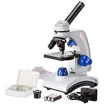 AmScope M162C-2L-PB10 40X-1000X Dual Light Glass Lens Metal Frame Student Microscope + Slides