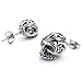 KONOV Mens Cubic Zirconia Stainless Steel Gothic Skull Stud Earrings, Red Silver