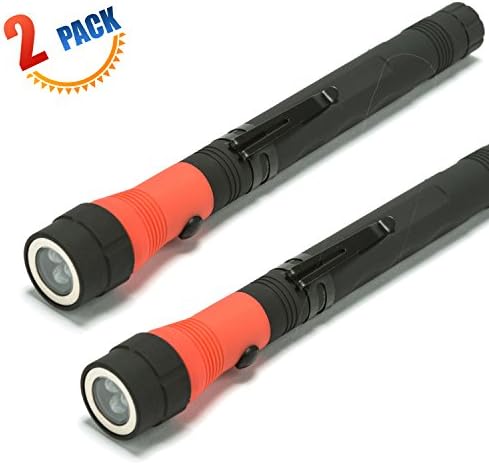 Flashlight with Extendable Head Magnetic Pick up Tool(2PCS Red)