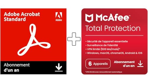 Adobe Acrobat Standard & McAfee Total Protection 2025 |6 appareils | 12 Mois | Téléchargement