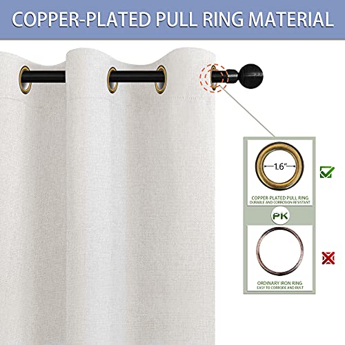 TFJ Cream Linen Blackout Curtain Panels 52 x 84 Inch Window Draperies, 2 Pieces Thermal Insulated Drapes for Bedroom, Living Room, Kitchen, Cream