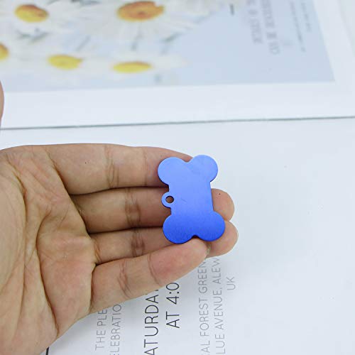 Monrocco 20pcs Aluminum Alloy Pet ID Tag Bone Shape Double Sided Dog Cat Pet Name Phone Number Tag (Random Color)