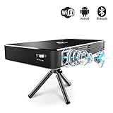 OCYCLONE Portable Mobile Mini Movie Projector, Smart Wireless Home Theater Small Pico Pocket Video Projector 1080P HD Support Wifi /Bluetooth /HDMI /USB /TF Card /VGA Laptop iPhone Andriod Smartphone