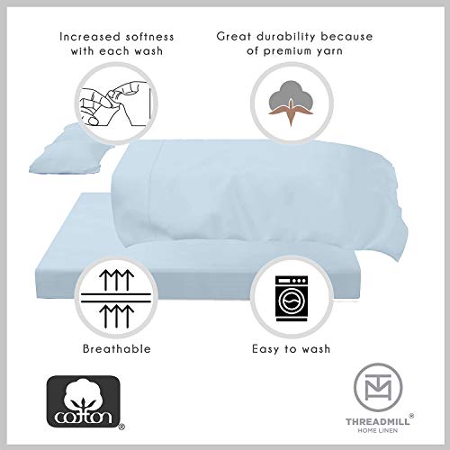 Threadmill Home Linen TwinXL Sheets Pure Long Staple Cotton Sateen Weave, 3 Piece 300 Thread
