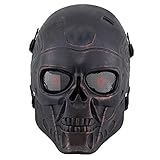Paintball Airsoft Wargame Field Skull Skeleton Full Head Mask Protect Army Cosplay Mask Gear (DC10Red Copper)