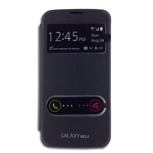 Toworld18 Flip Pu Leather Case Smart Cover for Samsung Galaxy Mega 5.8 Gt-i9152/gt-i9158 Black