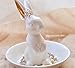 White Bunny Rabbit Ring Dish Holder Jewelry Tray For Earrings Necklace Bracelet Display Organizer