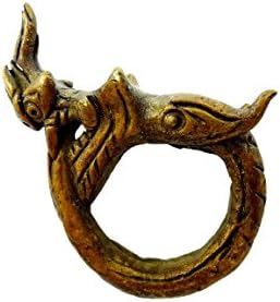 Naga nak dragon mini brass men ring protection rich & success with amulet box & holy cloth