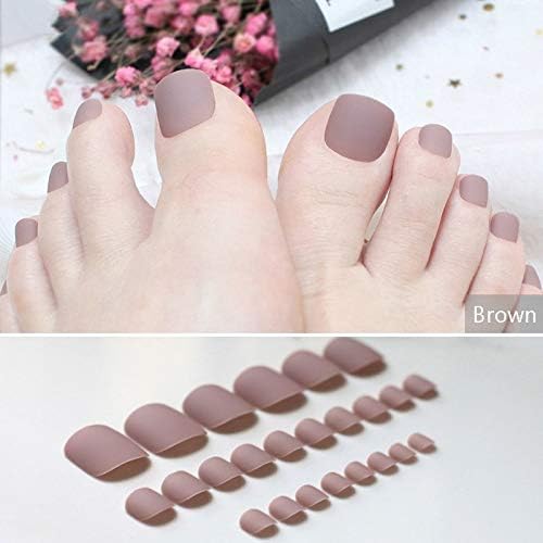Wall of Dragon Brown Matte Fake toenails Black Toes Simple Short Nude Color Solid Color Red Modern burdy Soft Scrub Naturally Realistic