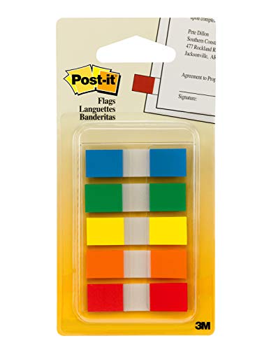 Post-It Flags With On-The-Go Dispenser, Assorted Primary Colors, 1/2-Inch Wide, 100/Dispenser, 1-Dispenser/Pack (999993984261)