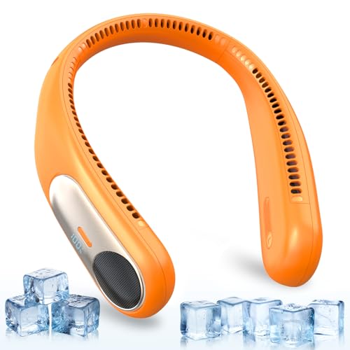 Namecute Tragbarer Hals-Ventilator, persönlicher klingenloser Ventilator zum Tragen für den Außen- und Innenbereich, LED-Display, 360°-Kühlung, 4 Gesc