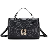 CamarKolbin Black Stitched Floral Stripe Snap Ladies Shoulder Bag Fashion Fashion Women's Shoulder Wallet Card Bag-Black
