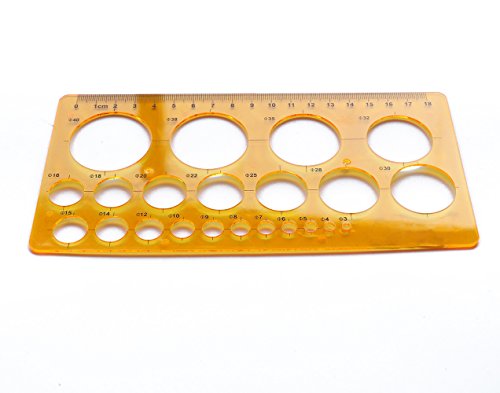 YEJI Set of 2 Plastic orange color Circle Radius Arc Master Stencil Circle Geometric Drawing Measuring Template Stencil Ruler
