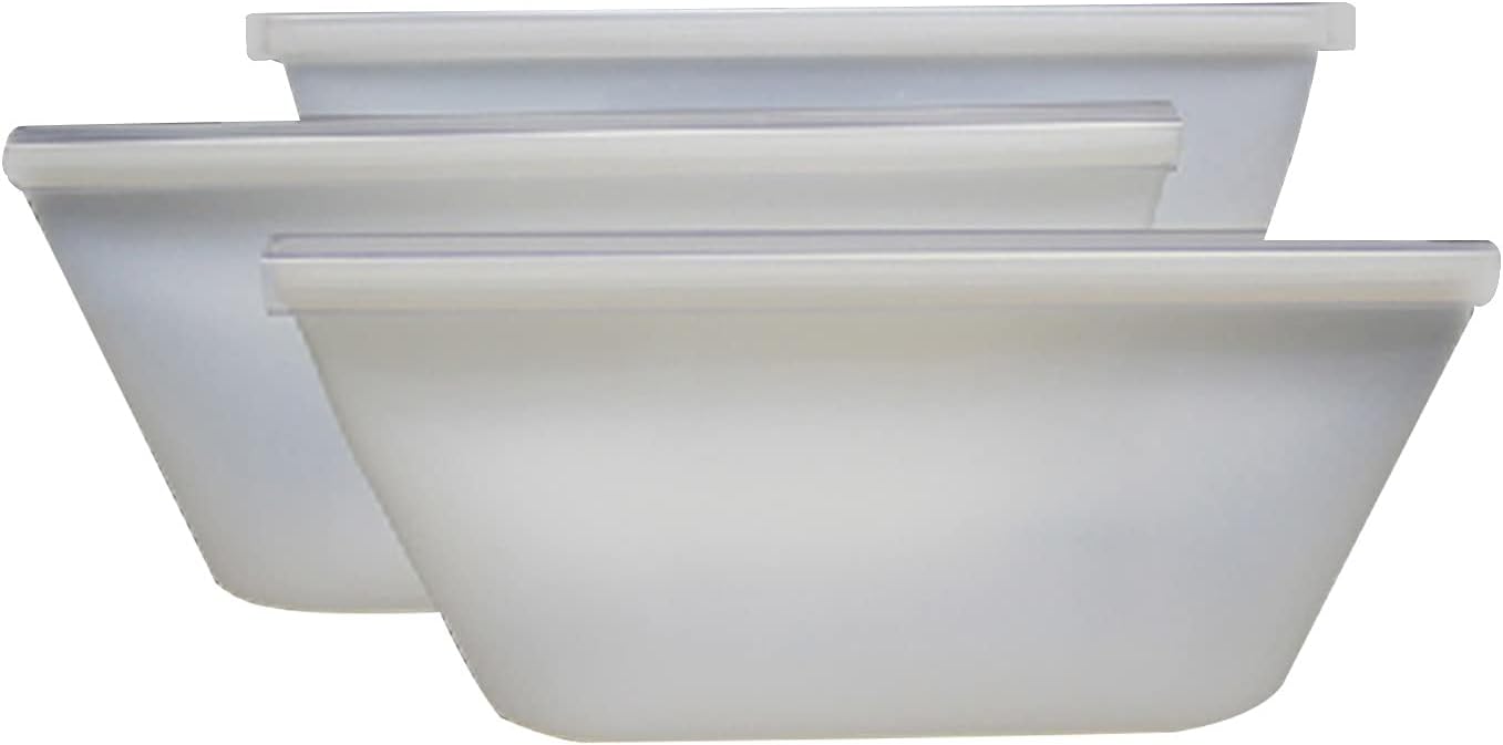 8Pcs Silicone Food Storage Bag Reusable Seal Ziplock Vacuum Fresh, Durable Leakproof Easy Open Food Storage Bag (White)