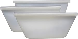 8Pcs Silicone Food Storage Bag Reusable Seal Ziplock Vacuum Fresh, Durable Leakproof Easy Open Food Storage Bag (White)