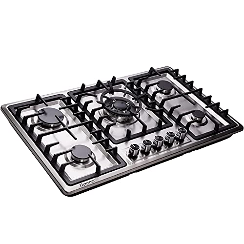 Henshar 34 inch Gas Stove top BuiltIn Gas Cooktop, 5 Sealed Burner