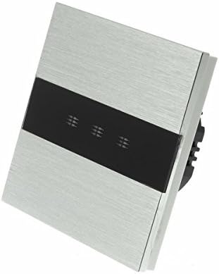 I LumoS Silver Brushed Aluminium Panel 3 Gang 1 Way WIFI/4G Remote Touch LED Light Switch