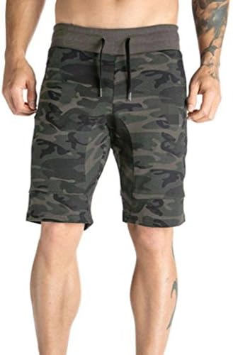 Kstare Men Shorts,Men's Casual Elastic Camo Jogger Sport Shorts Relaxed Fit With Zipper Pocket (Army Green, XL)
