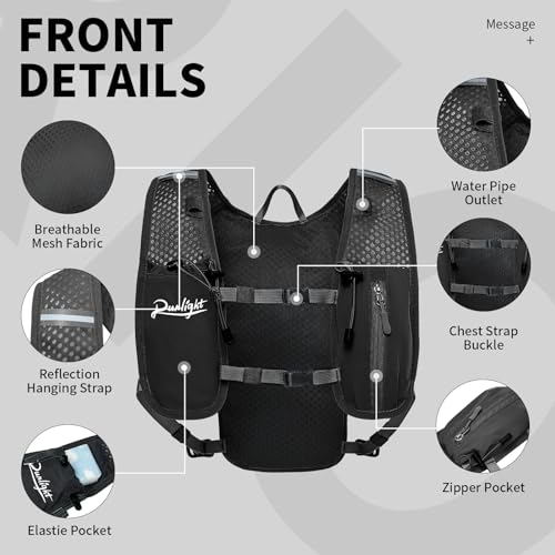 Runlight Running Vest for Men and Women, Adjustable Chest Straps, Hydration Vest with 1500ml Water Bottle