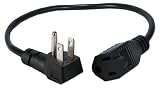 QVS 16" 3-Prong OutletSaver Power Adapter with 90 Flat Plug Computer Surge Protector Black (PPRT-ADPT)