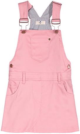yakuyiyi Cheery Girls Denim Jeans Slim Overalls Casual Ruffle Strap Dress (140, Pink)