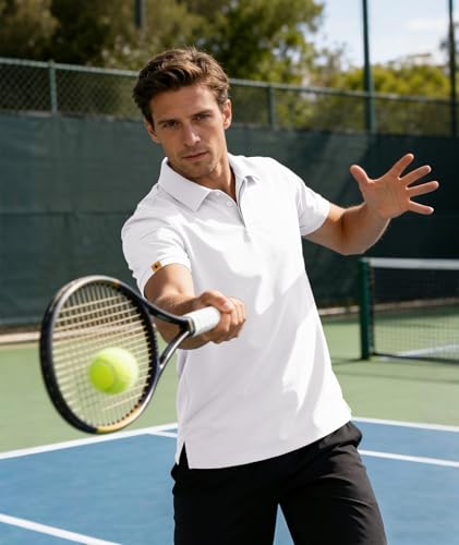 JACKETOWN Men's Short Sleeve Polo Shirt Quick Dry Breathable Polo Tennis Polo Summer Men's Golf Sports Shirt Casual Basic Polo