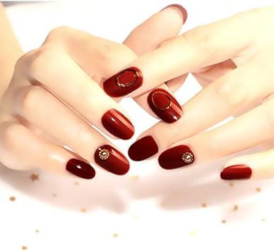 Spestyle 24 Pcs Rose Faux Ongles Court Pour Filles Femmes